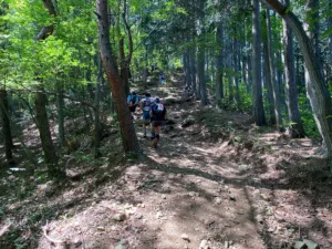 笠山山頂（標高837m）に向けての超急登