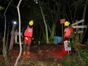 大沢山手前から歩行区間が始まる