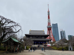 増上寺の向こうに東京タワー